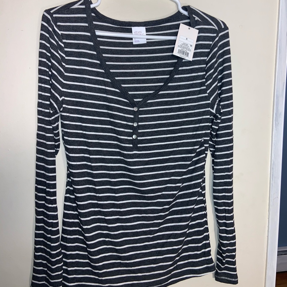 Grey and white striped top